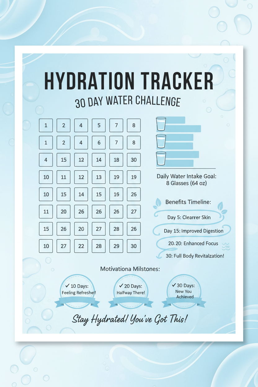 Hydration Tracker - 30 Day Water Challenge