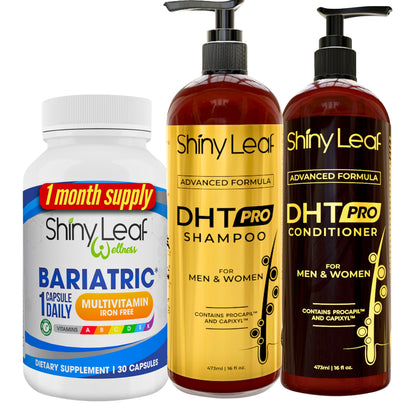 Bariatric Multivitamin Iron Free With DHT Pro Shampoo and Conditioner Hair Care Bundle