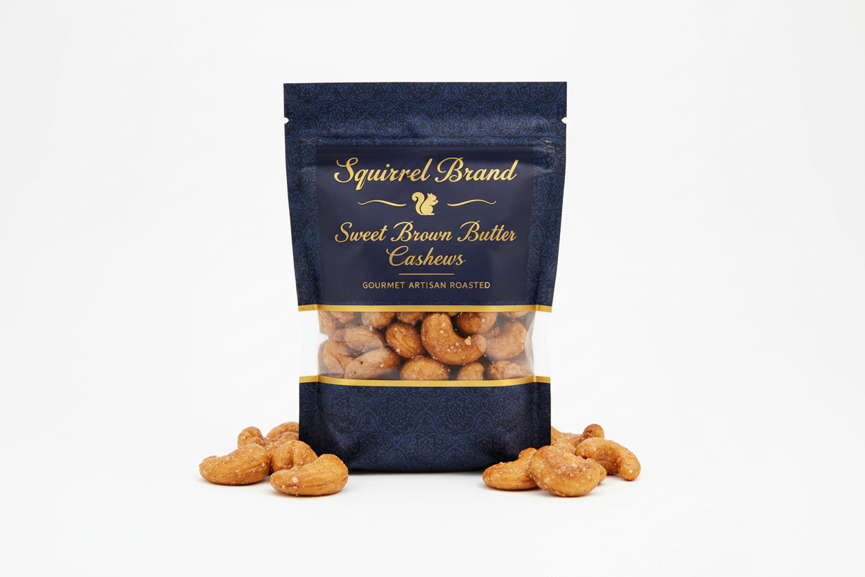 Squirrel Brand Sweet Brown Butter Cashews - Gourmet Artisan Nuts (3.5 oz)