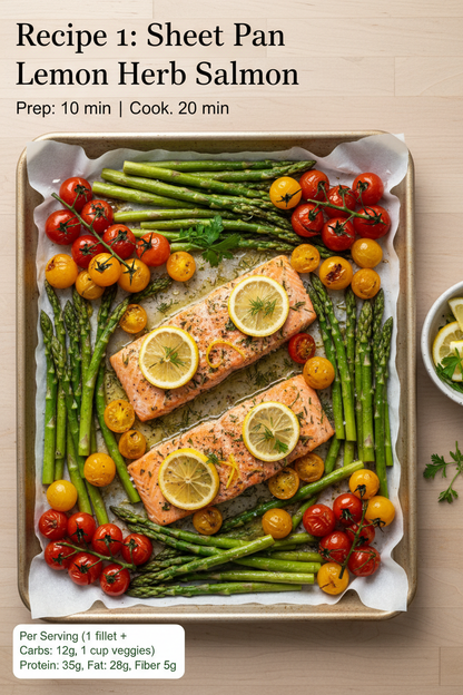 Diabetes-Friendly Recipes Guide with blood sugar balancing meals, low glycemic foods, and carb counting