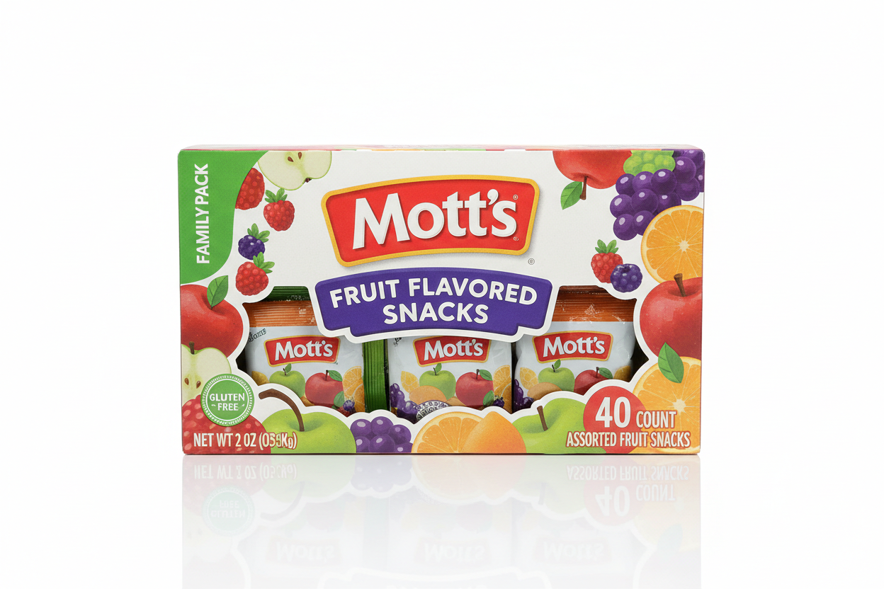 Mott's Fruit Flavored Snacks - Assorted Fruit | Gluten-Free Family Pack (40 Count, 32 oz)