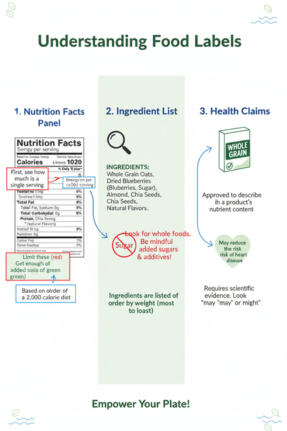 Understanding Food Labels guide with nutrition facts and ingredient list explanations