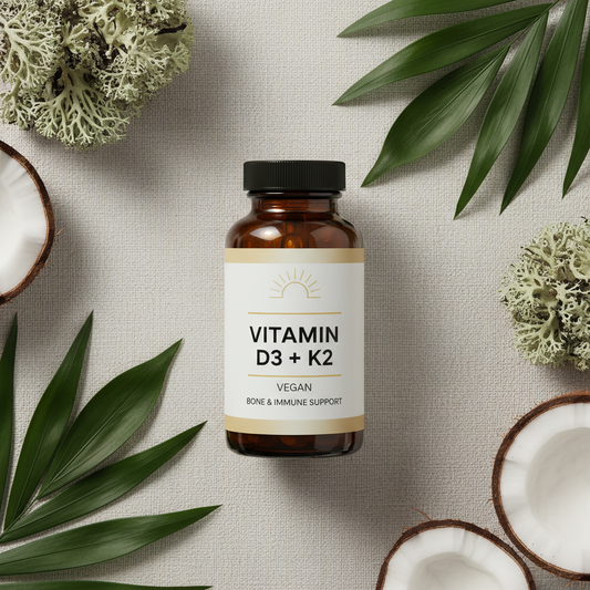 Vegan Vitamin D3 + K2 Supplement with Organic Coconut Oil - 60 Softgels