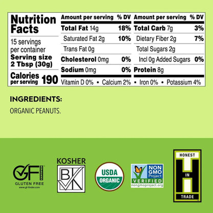 Peanut Butter, Creamy, No Salt, Organic