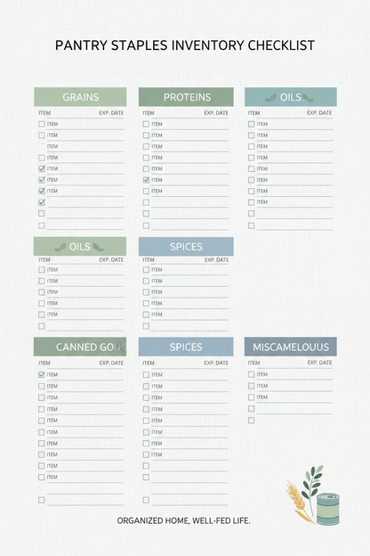 Pantry Staples Inventory Checklist