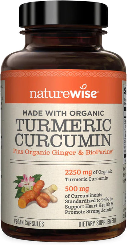 NatureWise Curcumin Turmeric 2250mg  95 Curcuminoids  BioPerine Black Pepper Extract  Advanced Absorption for Joint Support 2 Month Supply  180 Count