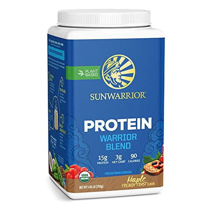 Sunwarrior - Warrior Blend, Plant Based, Raw Vegan Protein Powder with Peas & Hemp, Chocolate, 30 Servings, 26.4 Ounce