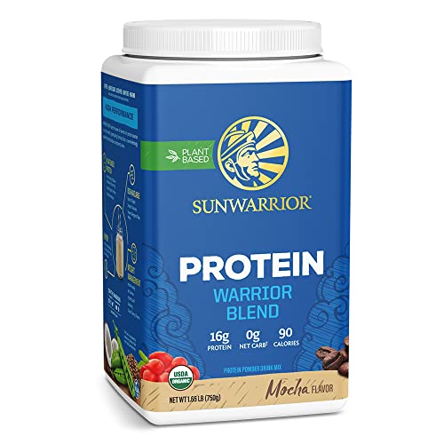 Sunwarrior - Warrior Blend, Plant Based, Raw Vegan Protein Powder with Peas & Hemp, Chocolate, 30 Servings, 26.4 Ounce