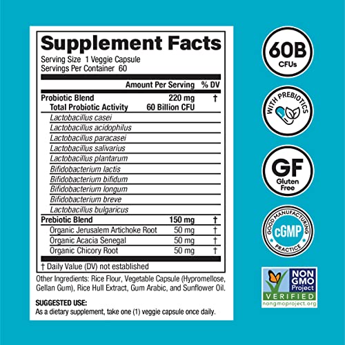 Physician's CHOICE Probiotics 60 Billion CFU - 10 Diverse Strains + Organic Prebiotic - Digestive & Gut Health - Supports Occasional Constipation, Diarrhea, Gas & Bloating - Probiotics For Women & Men