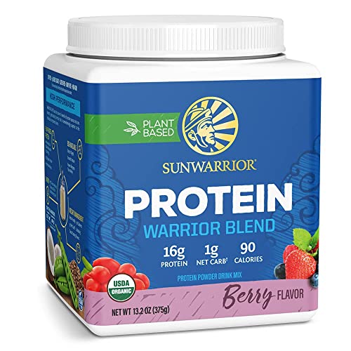 Sunwarrior - Warrior Blend, Plant Based, Raw Vegan Protein Powder with Peas & Hemp, Chocolate, 30 Servings, 26.4 Ounce