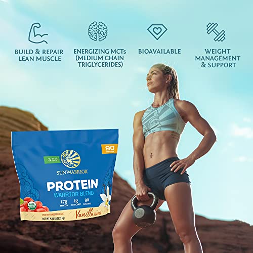 Sunwarrior - Warrior Blend, Plant Based, Raw Vegan Protein Powder with Peas & Hemp, Chocolate, 30 Servings, 26.4 Ounce