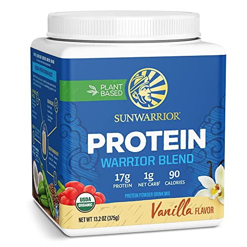 Sunwarrior - Warrior Blend, Plant Based, Raw Vegan Protein Powder with Peas & Hemp, Chocolate, 30 Servings, 26.4 Ounce