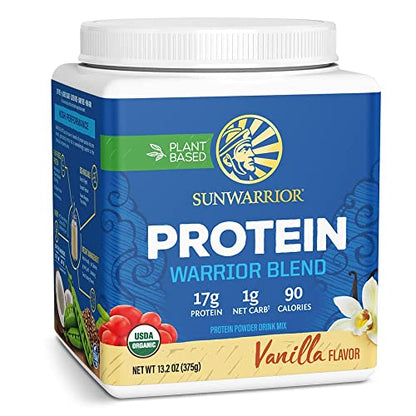 Sunwarrior - Warrior Blend, Plant Based, Raw Vegan Protein Powder with Peas & Hemp, Chocolate, 30 Servings, 26.4 Ounce