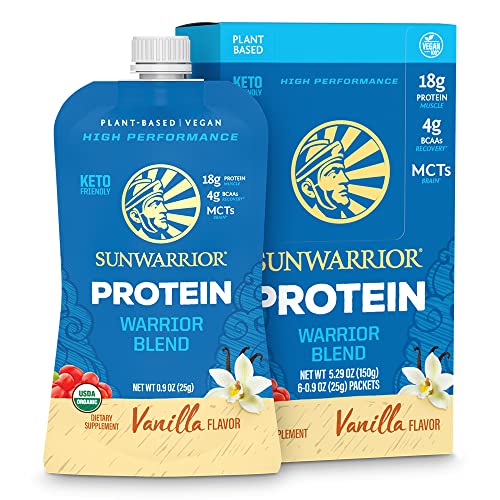 Sunwarrior - Warrior Blend, Plant Based, Raw Vegan Protein Powder with Peas & Hemp, Chocolate, 30 Servings, 26.4 Ounce