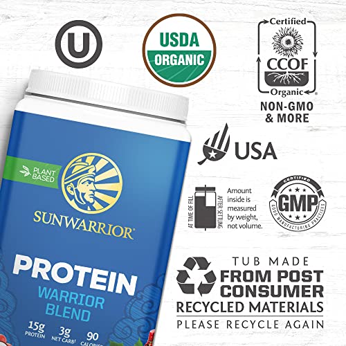 Sunwarrior - Warrior Blend, Plant Based, Raw Vegan Protein Powder with Peas & Hemp, Chocolate, 30 Servings, 26.4 Ounce - NutritionAdvice