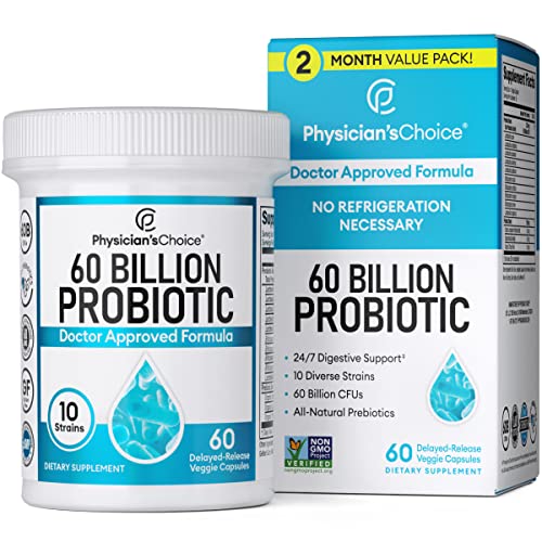 Physician's CHOICE Probiotics 60 Billion CFU - 10 Diverse Strains + Organic Prebiotic - Digestive & Gut Health - Supports Occasional Constipation, Diarrhea, Gas & Bloating - Probiotics For Women & Men - NutritionAdvice