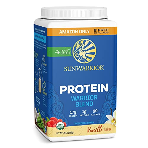 Sunwarrior - Warrior Blend, Plant Based, Raw Vegan Protein Powder with Peas & Hemp, Chocolate, 30 Servings, 26.4 Ounce