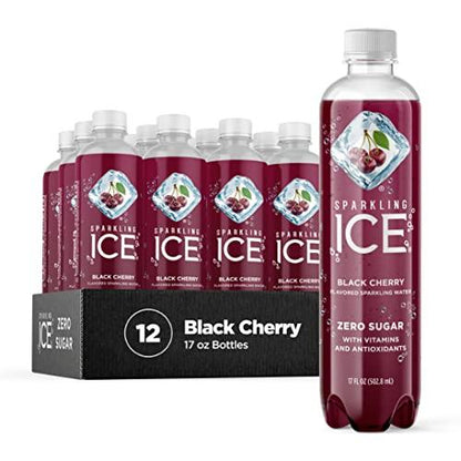 Sparkling Ice, Black Cherry Sparkling Water, Zero Sugar Flavored Water, with Vitamins and Antioxidants, Low Calorie Beverage, 17 fl oz Bottles (Pack of 12) - NutritionAdvice