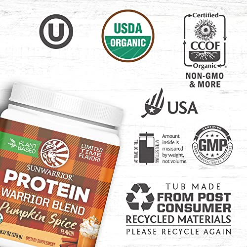 Sunwarrior - Warrior Blend, Plant Based, Raw Vegan Protein Powder with Peas & Hemp, Chocolate, 30 Servings, 26.4 Ounce