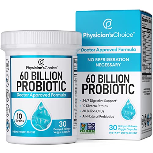 Physician's CHOICE Probiotics 60 Billion CFU - 10 Diverse Strains + Organic Prebiotic - Digestive & Gut Health - Supports Occasional Constipation, Diarrhea, Gas & Bloating - Probiotics For Women & Men - NutritionAdvice