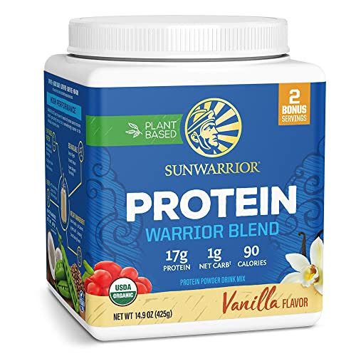 Sunwarrior - Warrior Blend, Plant Based, Raw Vegan Protein Powder with Peas & Hemp, Chocolate, 30 Servings, 26.4 Ounce